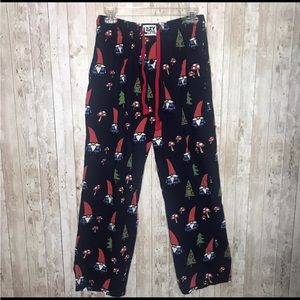 Lazy One PJ Pajama Lounge Pants Gnomes Pine Trees Mushrooms Navy Blue Medium